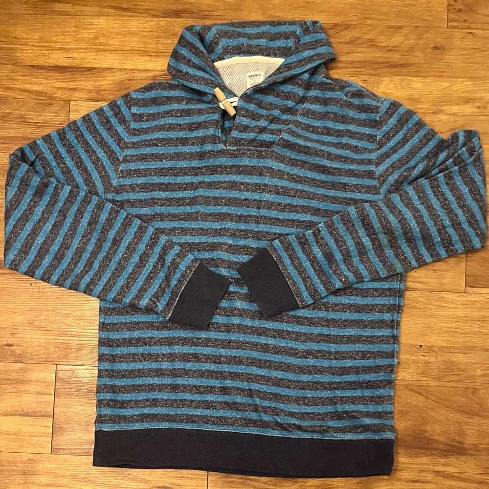 Bonobos - Vintage Fleece - Striped Blue & Navy Shawl Pullover Shirt